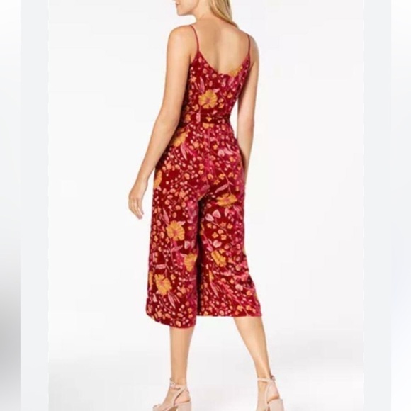 NWOT Nanette Lepore Dark Red/Yellow Burnout Floral Midi Pant Jumpsuit Vintage - Picture 13 of 15